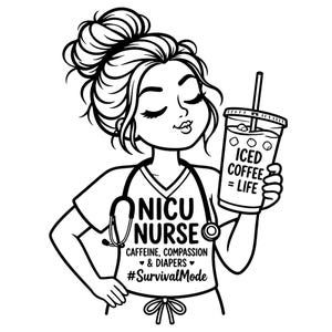 Humorous NICU nurse design SVG DXF Eps Bundle Digital Cut File for Cricut and Silhouette Commercial Use