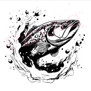 Trout Svg, Struggling Trout Svg, Trout clipart, Jpg Png Pdf Svg for T-shirts, Mugs, Tattoos, Stickers, svg for fishing lover, commercial use