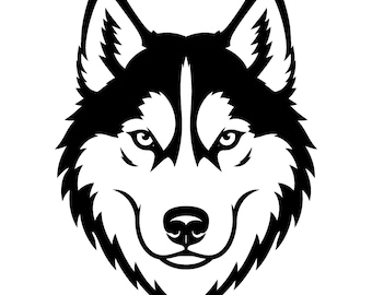 Siberian husky head with piercing eyes SVG DXF EPS Bundle Digital Cut File for Cricut and Silhouette Commercial Use