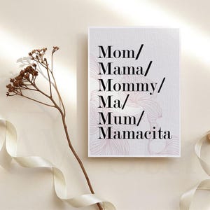 Elegante biglietto per la festa della mamma / Mamma, Mama, Mommy, Mum, Ma, Mamacita / Regalo personalizzato stampabile per la festa della mamma