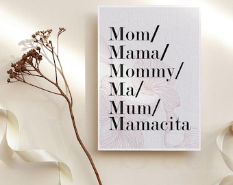 Elegante Muttertagskarte | Mom, Mama, Mommy, Mum, Ma, Mamacita | Personalisiertes Geschenk zum Muttertag