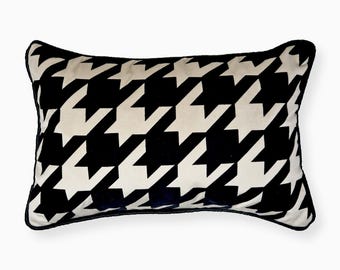 Luxus Samt Hahnentritt Kissenbezug, Modernes Luxus Wohn Dekor Kissen für Sofa, Wohnzimmer, Manneshöhle, Couch, Bar