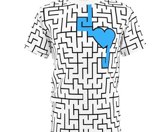 Heart Maze White Cut & Sew Tee (AOP)