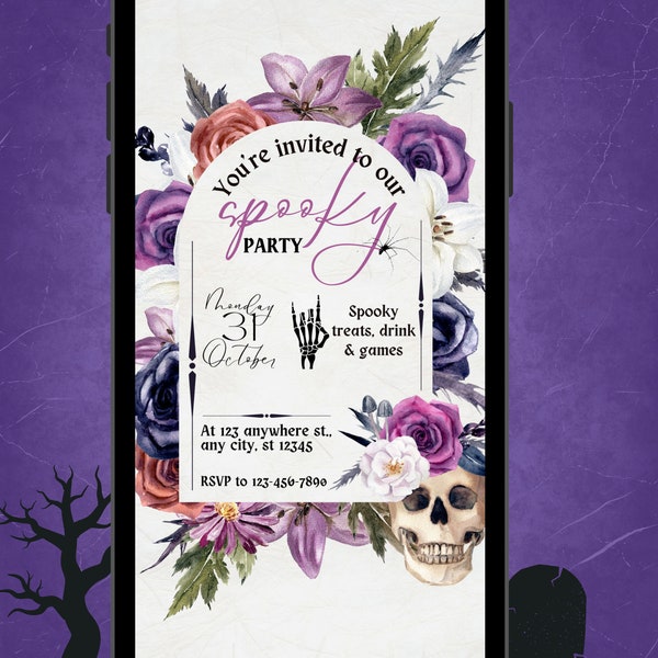 DIY Digital Halloween Party Invite | Canva Template | Electronic Birthday Invite | All Purpose | Mobile Phone Text Party Email SMS Evite