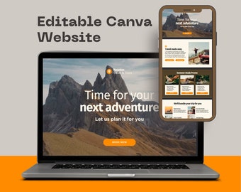 Travel Agent Canva Website Template, Website Template, Editable Canva Website for Travel Agency, Landing page Website, Business Website