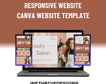 Hair salon Website Template, Salon Template, Website Template, Canva Template, Beauty Website Template, Beauty Template, Wix Template, DIY