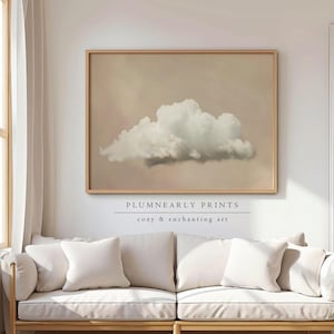 Beige Wolke Ölgemälde Kunstdruck Poster, neutrale Landschaft Wandkunst, neutrale Natur Poster, beruhigende moderne minimalistische Wohnkultur