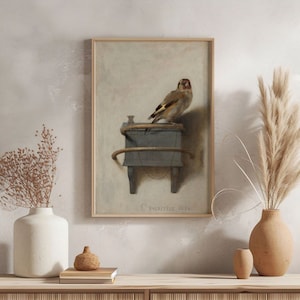 Der Stieglitz Fabritius Ölgemälde Kunstdruck Poster, Klassische Wanddekoration, Vintage Vogel Kunstwerk, Dunkle Academia Literatur Leser Ästhetik