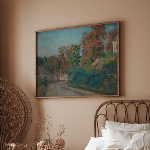 Guillaumin Autumn Road Kunstdruck Poster, Vintage Herbst Baum Landschaft, Warmes Zimt Salbei Grünes Dekor, Romantische Französische Landschaft, Neutrale Kunst