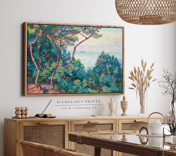 Guillaumin Coastal Cliff Landscape Impressionist Oil Painting Framed Canvas Art