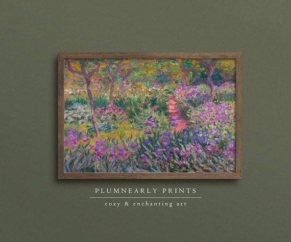 Monet French Country Garden Landscape Oil Painting Art Print Poster, Impressionist Vibrant Floral Art, Bold Maximalist Vintage Wall Decor