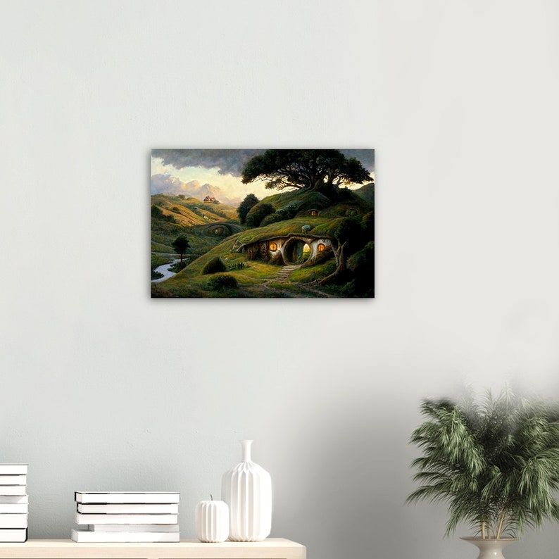 The Shire Oil Painting Print. Hobbitcore Decor. Hobbit Hole Landscape ...