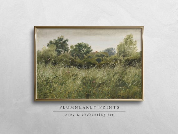 Skovgaard Field of Oats Landscape Oil Painting Digital Art Print, Vintage Cottagecore Countryside Field, Classic Nature Green Wall Decor