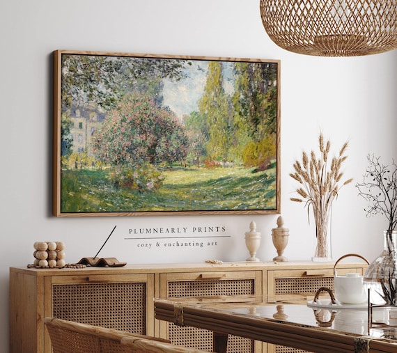 Monet Floral Garden Landscape Impressionist Oil Painting Framed Canvas Art