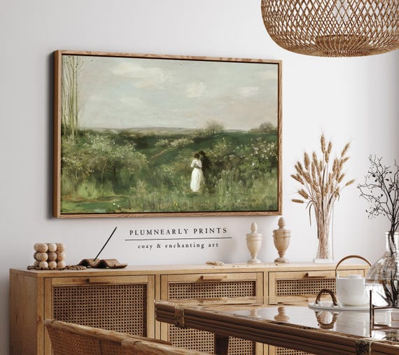 English Country Traditional Landscape Oil Painting Framed Canvas Art