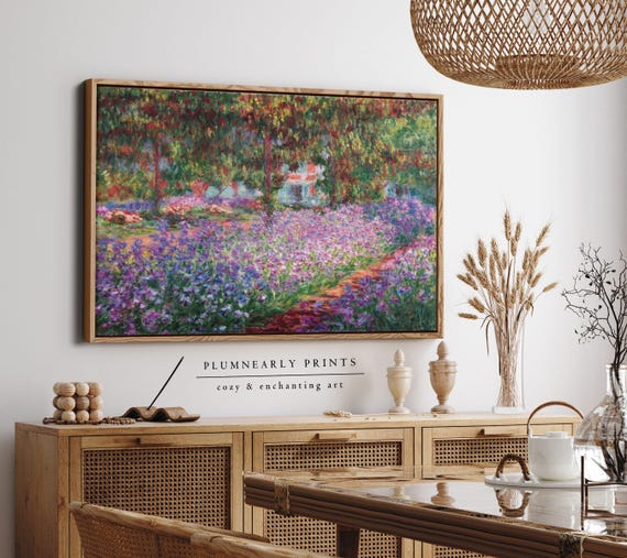 Monet Artist's Garden Landscape Impressionist Oil Painting Framed Canvas Art