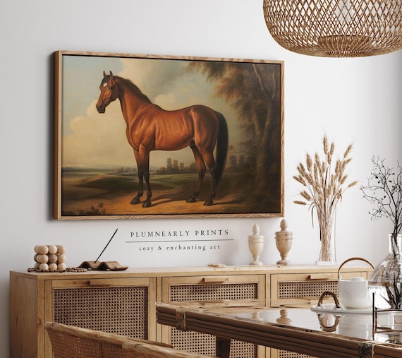 Traditional Equestrian Horse Portrait Oil Painting Framed Canvas Art