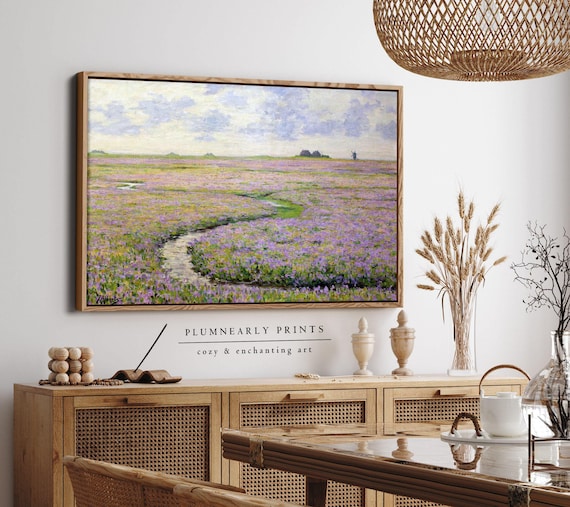 Alberts Wildflower Field Landscape Oil Painting Framed Canvas Art
