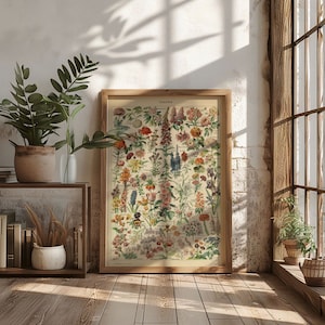 Adolphe Millot Vintage Flores Ilustração Pôster Arte Impressão Pôster, Floral Wildflower Cottagecore Jardineiro Educacional Botânico Decoração Presente