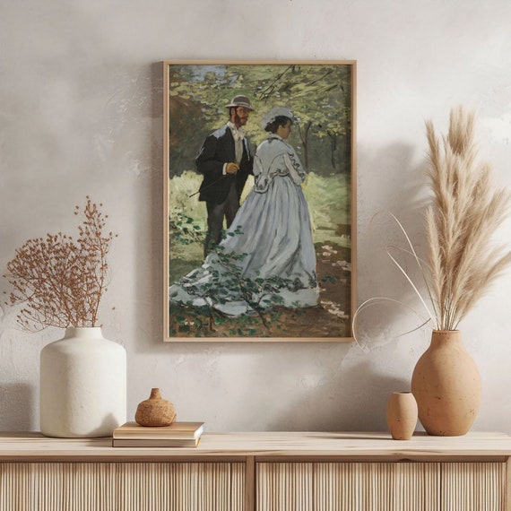 Monet Bazille and Camille Portrait Oil Painting Art Print Poster, Vintage Romantic Elegant Couple Gift, Classic Impressionist Wall Decor