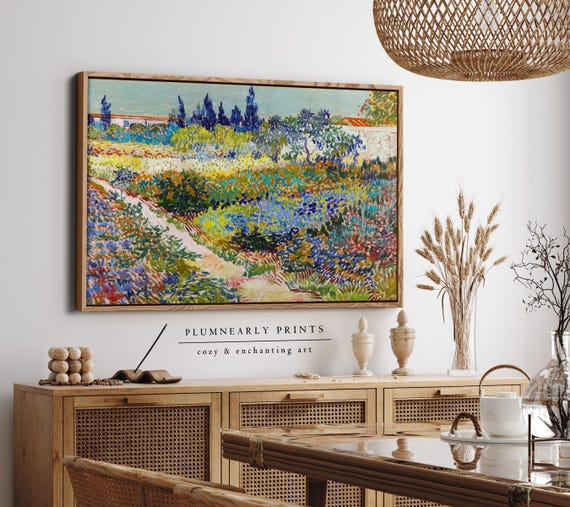 Van Gogh French Country Garden Landscape Impressionist Oil Painting Framed Canvas Art
