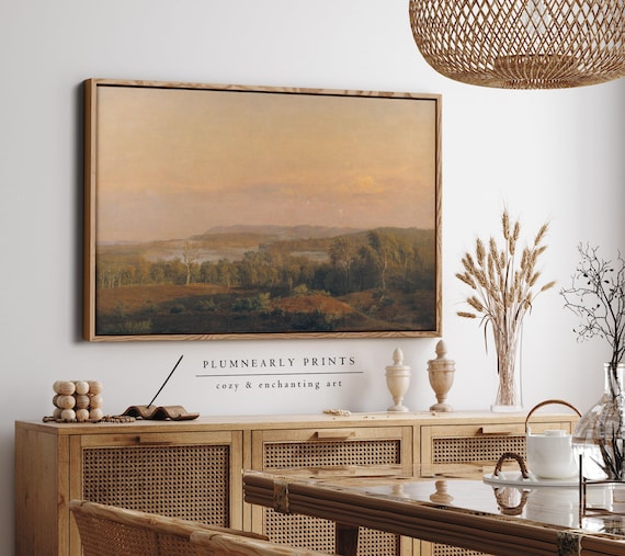 Dreyer Ethereal Golden Sunset Landscape Oil Painting Framed Canvas Art