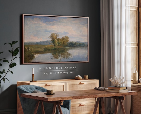 Dreyer River Landscape Oil Painting Framed Canvas Art