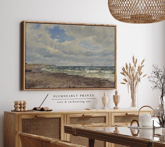 Dreyer Traditional Seascape Beach Landscape Oil Painting Framed Canvas Art