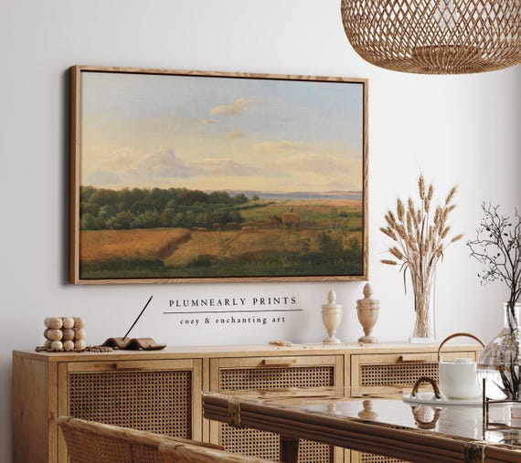 Dreyer Golden Countryside Landscape Oil Painting Framed Canvas Art