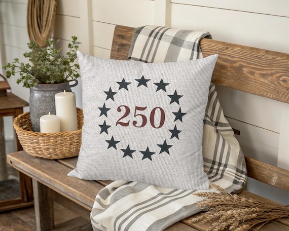 Woven Pillow | America's 250th Birthday, Patriotic Stars, Americana Home Decor