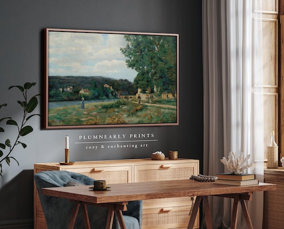 Guillaumin Idyllic Riverside Village Impressionist Oil Painting Framed Canvas Art