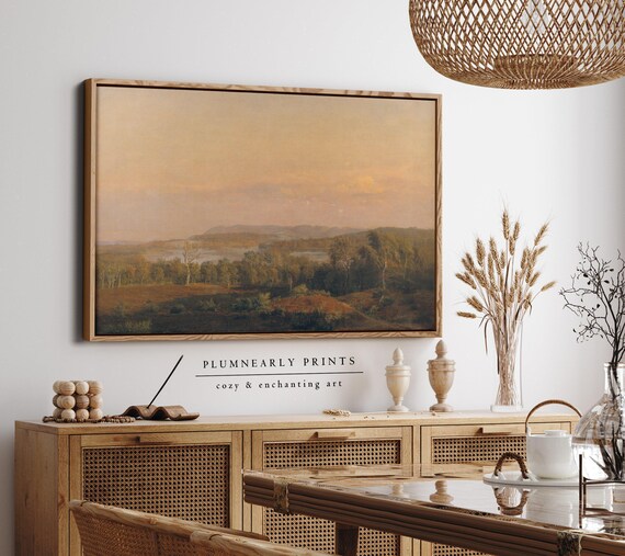 Dreyer Ethereal Golden Sunset Landscape Oil Painting Framed Canvas Art