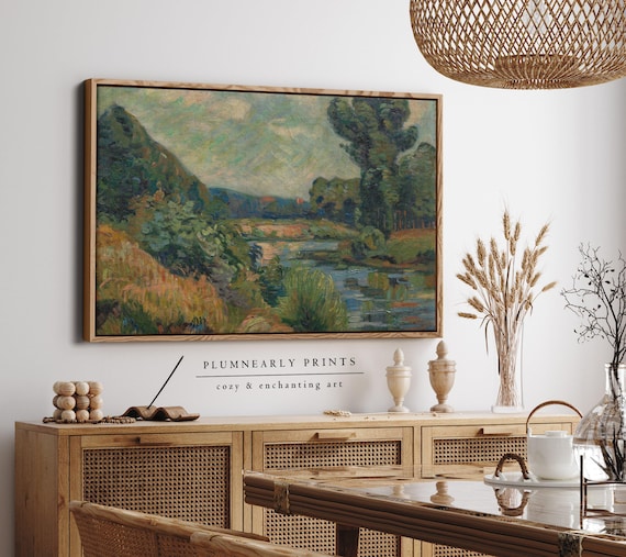 Guillaumin Mountain River Landscape Impressionist Oil Painting Framed Canvas Art