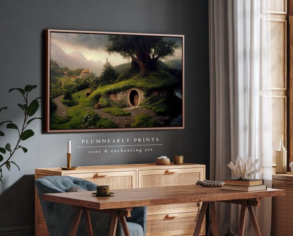 The Shire Hobbit House Landscape Oil Painting Framed Canvas Art