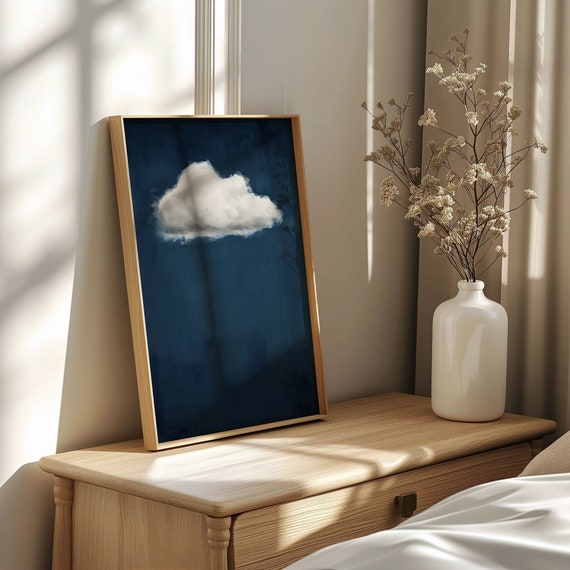 Indigo Blue Cloud Oil Painting Art Print Poster