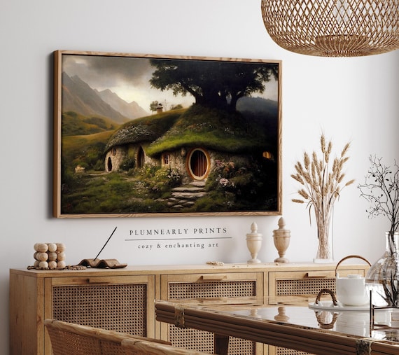 The Shire Hobbit House Landscape Oil Painting Framed Canvas Art