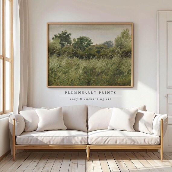 Skovgaard Field of Oats Landscape Oil Painting Art Print Poster, Vintage Cottagecore Countryside Field, Classic Nature Green Wall Decor