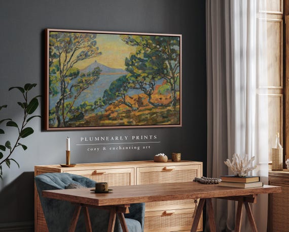 Guillaumin Mediterranean Coastal Landscape Impressionist Oil Painting Framed Canvas Art