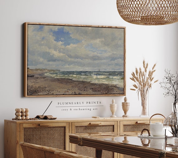 Dreyer Traditional Seascape Beach Landscape Oil Painting Framed Canvas Art