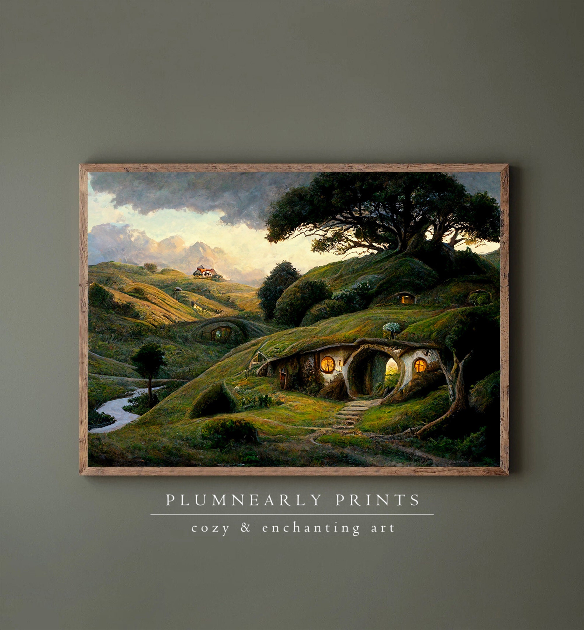 The Shire Oil Painting Print. Hobbitcore Decor. Hobbit Hole Landscape ...