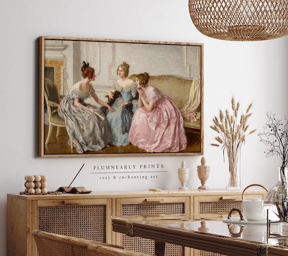 Haigh-Wood Gossip Women's Portrait Oil Painting Framed Canvas Art