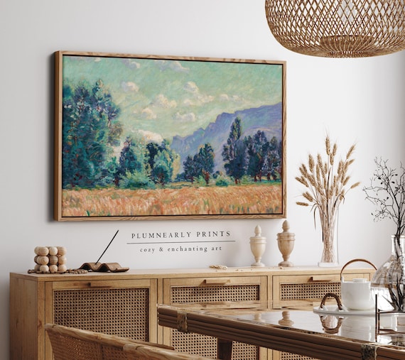 Guillaumin Golden Wheat Field Landscape Impressionist Oil Painting Framed Canvas Art