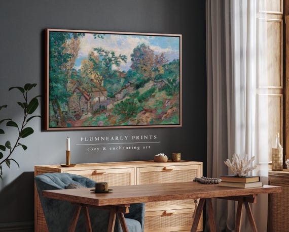 Guillaumin Forest Green Countryside Landscape Impressionist Oil Painting Framed Canvas Art