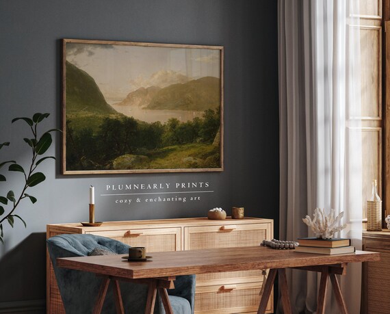 Romantic Mountain Traditional American Landscape Oil Painting Art Print Poster