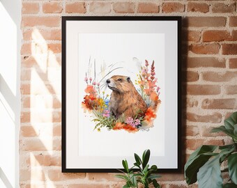 ビーバーの塗り絵：花のフレーム、ストレス解消動物アート - Etsy 日本