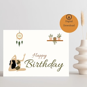 Yoga Themed - Happy Birthday Printable Card
