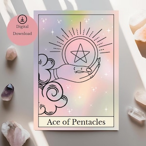 Ace of Pentacles Tarot Card Printable A4 Poster