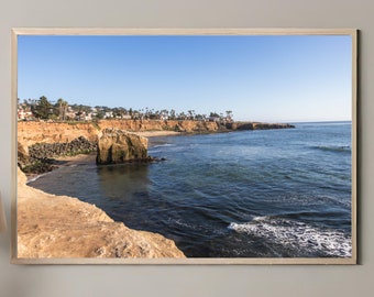 Sunset Cliffs San Diego California Fine Art Photography Print, Ocean Cliffs West Coast Landscape Wall Art do salonu, akademika lub sypialni