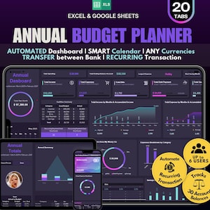 Jaarlijkse Budgettracker Financieel Planner Spreadsheet Google Sheets Excel Gezinsbudget Planner Rekeningtracker Spaargeld Schulden Tracker