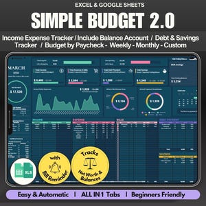 Income and Expense Tracker Spreadsheet Monthly Expense Tracker Personal Finance Google Sheets Template Excel Spreadsheet Dark Mode Budget